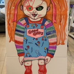Girl Chucky (Good Guys) Mixed Media Painted Art Poster Board