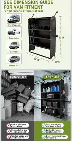 NEW Cargo Van Shelving for Ford Transit / ProMaster / Sprinter - Heavy Duty Steel