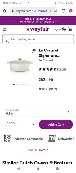 La Le Creuset Enameled Cast Iron Signature Oval Dutch Oven, 9.5 qt., Oyster,eigs