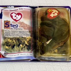 Vintage Steg Ty NIB Beanie Babies Dinosaur Trio Steg The Stegosaurus