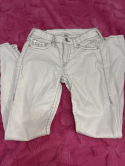 True Religion White Jeans with Grey Stitching Size 30