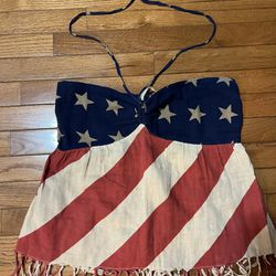 Fourth Of July Flag Halter Top Size L