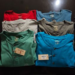 6 New Red Head Henley Shirts