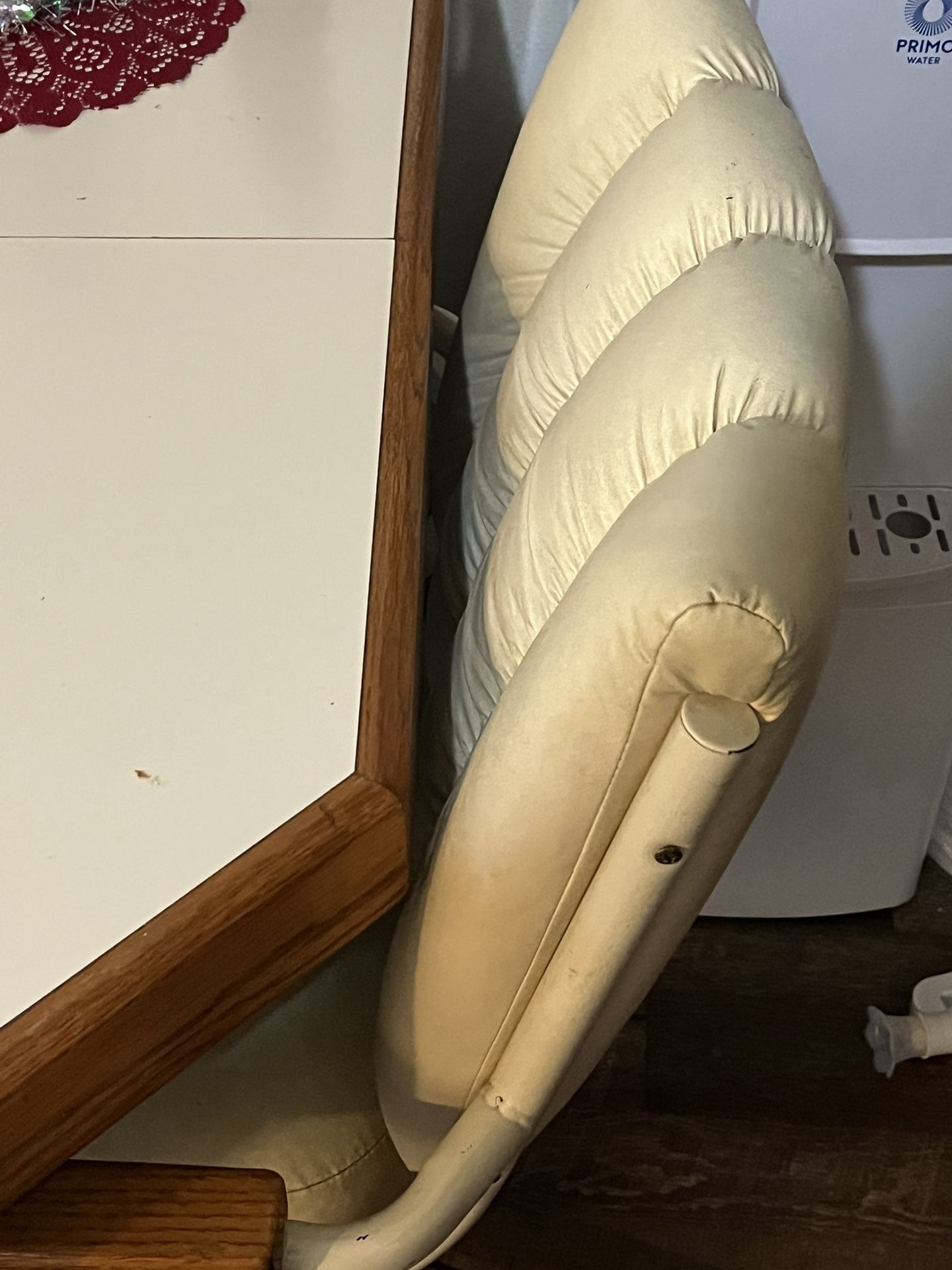 Beautiful Antique Table Cream Color Leather