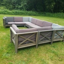 12' Wood Sectional W/Cushions 