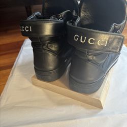 Mens black leather high top real Gucci Sneakers