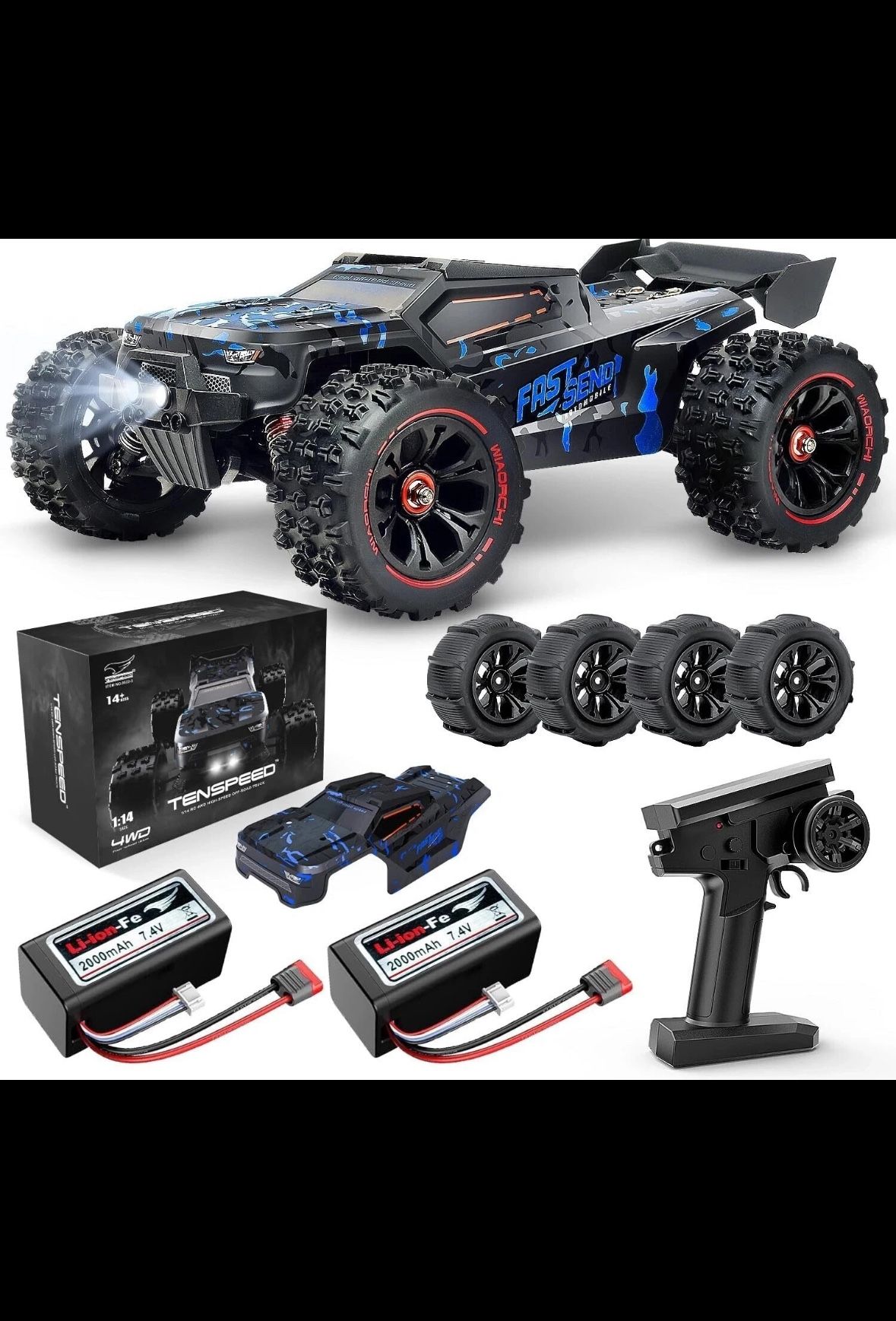 1/14 Brushless RC Cars for Adults Fast 60+ mph, RC Trucks 4x4 Offroad