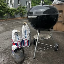Grill, Charcoal, And Chimney