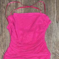 HOT Pink Ruched Mini Dress