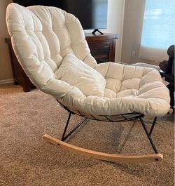 Brand New - Papasan Rocking  Chair - Indoor / Outdoor Oversized Thick Cushion