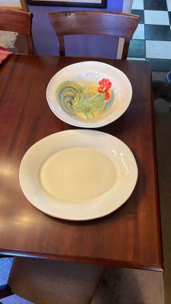 Vietri Italian Stoneware Very Large Platter & Bowl