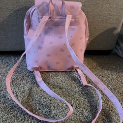 Pink Mini Backpack with Bow Print