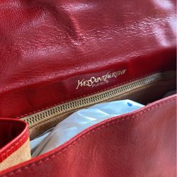 Authentic Vintage Yves Saint Laurent YSL Red Leather Envelope Clutch Purse 