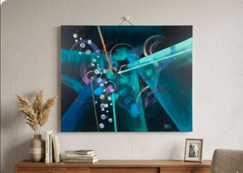 Stunning oversized 50" x 40" Modern Abstract Canvas Painting