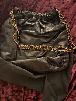 Black leather with gold chain fashion bag