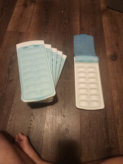 6x Ice Cube Trays Crescent Shape with Cover, 14 Cubes per Tray