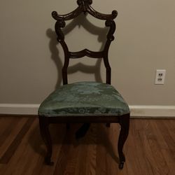 Antique Wood & Upholstered Child’s Chair