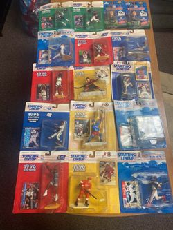 (13) NOS 1996-97 Starting Lineup Sports Figurines (Penny Hardaway, Mark Messier, Albert Belle, Johnny Damonx2, Jeremy Roenick, Juan Gonzalez, Drew Ble