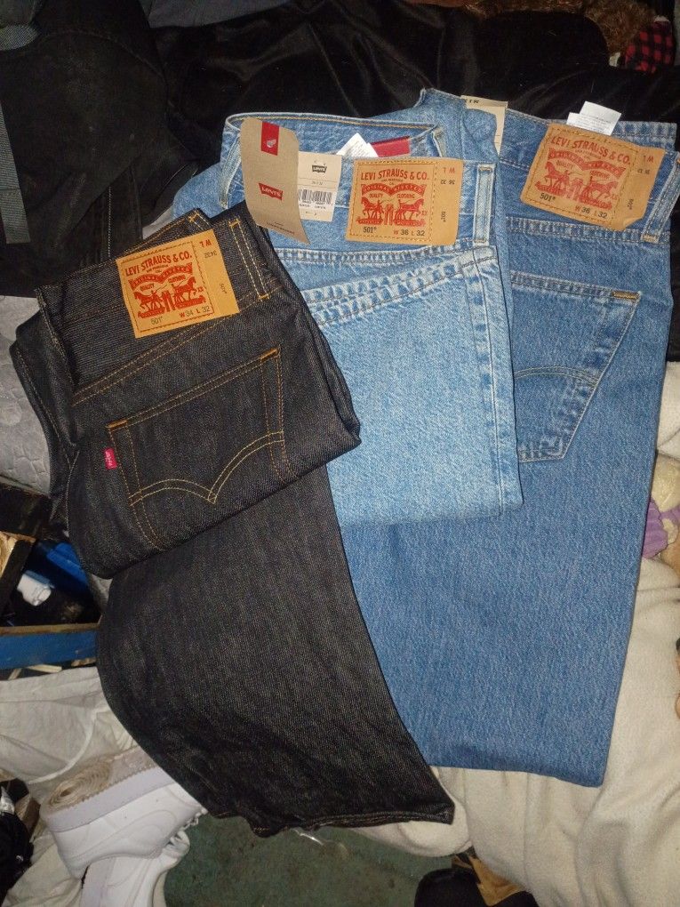 3 Pairs 501 Mens Levi Jeans Brand New