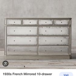 Restoration Hardware 1930s FRENCH MIRRORED 10-DRAWER DRESSER