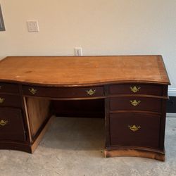 Antique Desk-/ Started To Refinish But Did Not Finish Comes With Supplies And Paint 