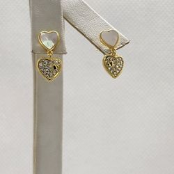 Brand New Sterling Silver 925 Opal Heart Earrings 