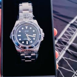 FTP Diver-Style Watch Silver and Black