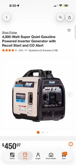 Like New Pulsar 4000W Super Quiet Inverter Generator – Used Twice