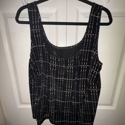 Womens Plus Black Patterned Shell/Camisole