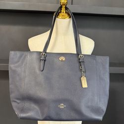 Coach Vintage Dark Blue Leather Tote
