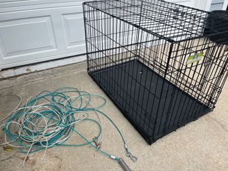 Dog crate pet kennel 36 inch with over 100 feet of braided dog leash