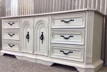 Beautifully Refinished , Unique Extra Long Dresser Or Tv Stand By Stanley Furniture
