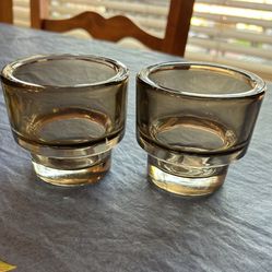 IKEA Modern Smoke Glass Candle Holders Set Of 2