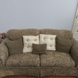 Sage green couch/Love seat and oversized arm chair