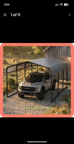 Metal 12 x 20 FT Carport With Galvanized Steel Roof for Tractor Truck Car Boat