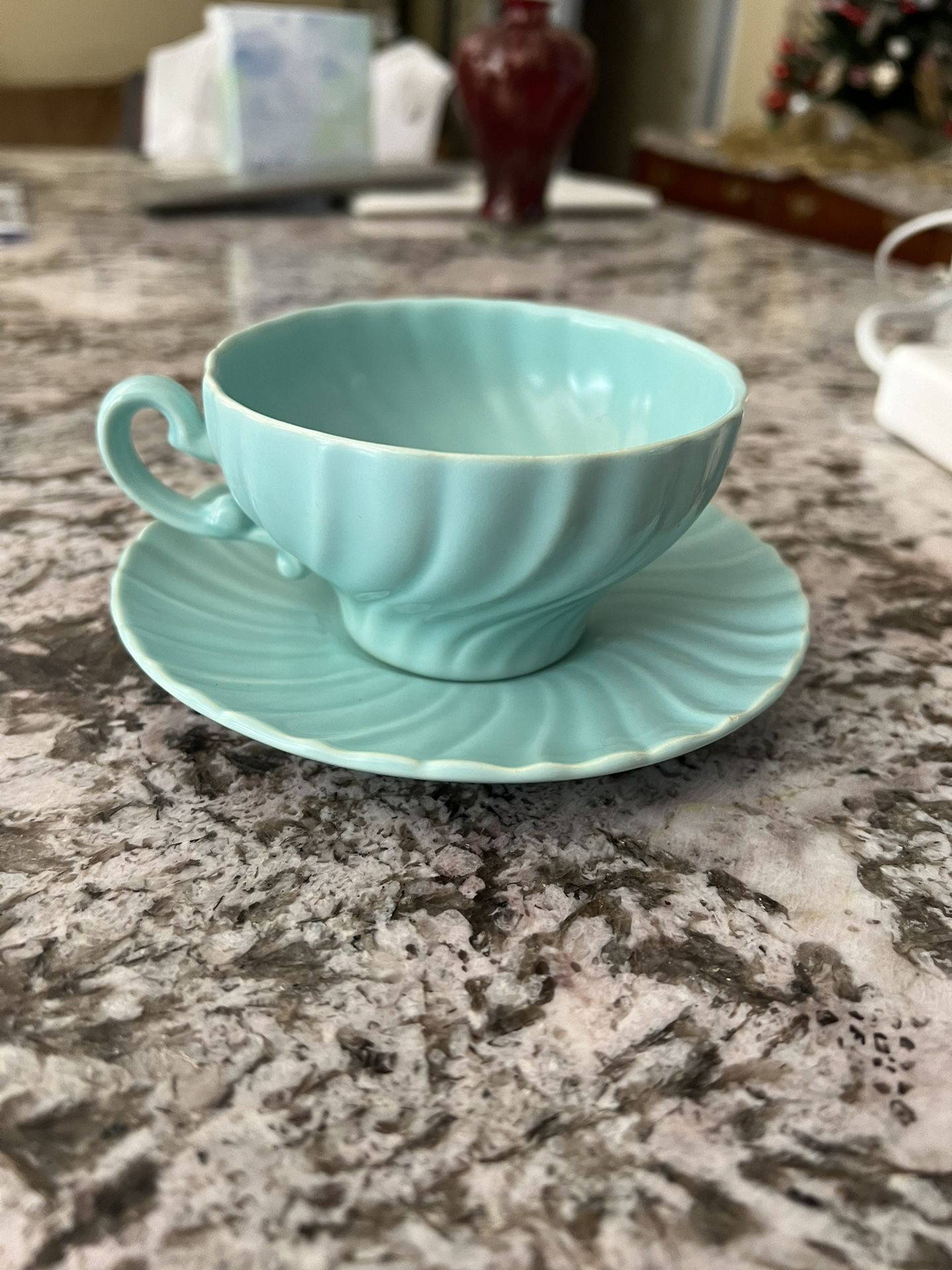 Teal Tea Cup And Saucer
