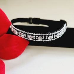 11" (5.5") Black Cat Dog Pet Collar with White Jeweled Accents amd Snap Buckle Closure. Adjustable. New without tags! Makes a great holiday Christmas 