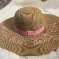 NWT CC Exclusives Hat “Beach Hair Don't Care” floppy brim embroidered 