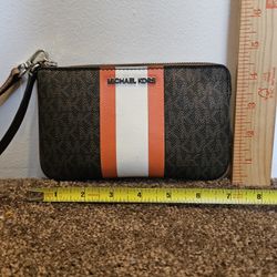 Michael Kors Jet Set Travel Logo Stripe Tangerine Wristlet Wallet