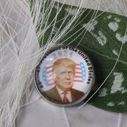 Trump 2024 President keep America Great pin red white blue silver
