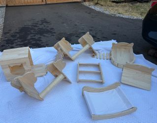 Modern Wooden Cat Tree with Condo, Hammock & Scratching Posts