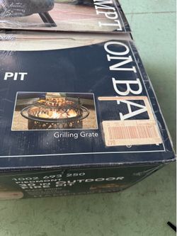 Hampton Bay Piedmont 29.6”w Black Steel Wood Outdoor Fire Pit w/Cooking Grate