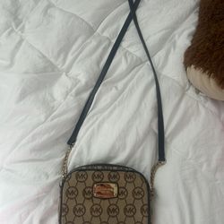 MICHAEL Michael Kors Jet Set Monogram Signature Canvas Mini Shoulder Bag.