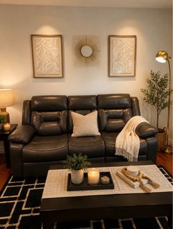 3-Seat Leather Reclining Sofa – Great Condition