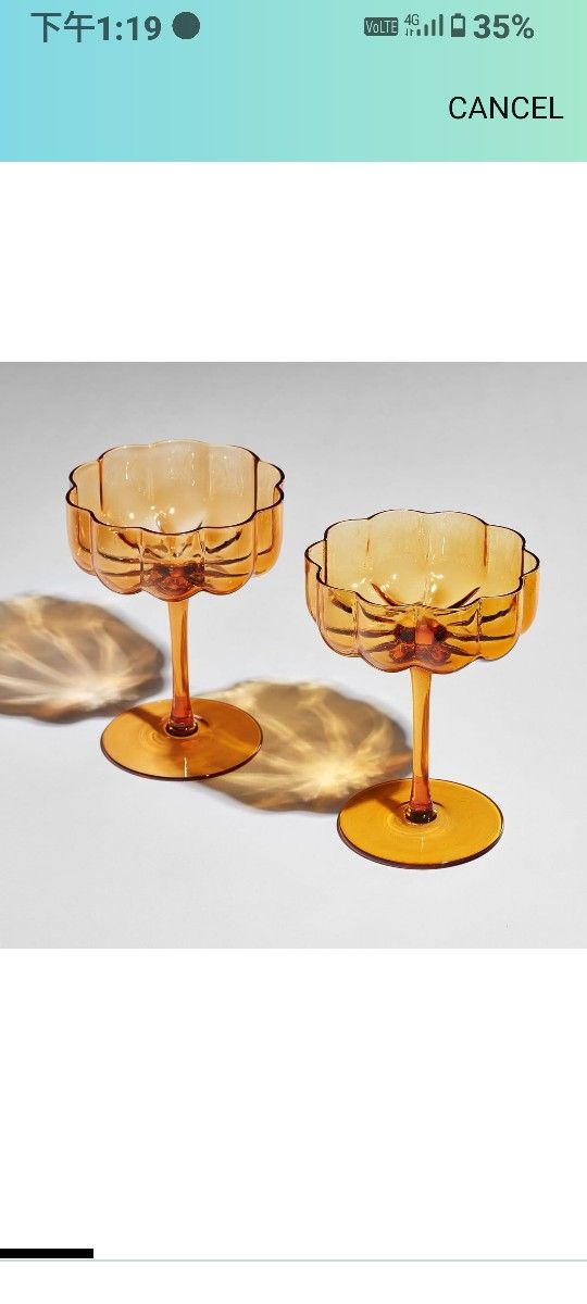 Flower Vintage Wavy Glass Coupes Martini, Champagne & Cocktail Coupes - Set of 2-7oz Colorful Cocktail Glasses & Champagne, Prosecco, Mimosa Glassware