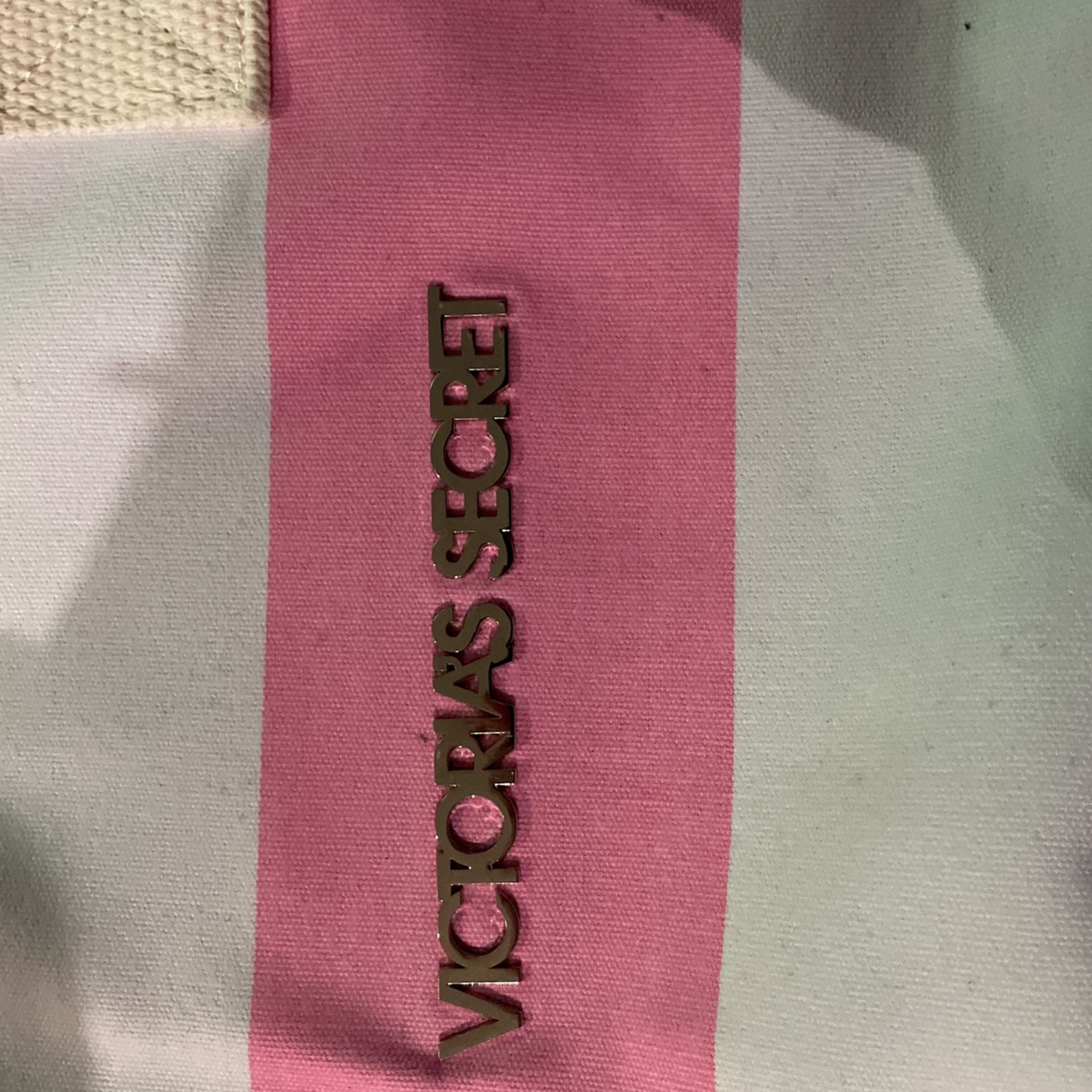 Victoria Secret Bag Pink And Wite Stripes New