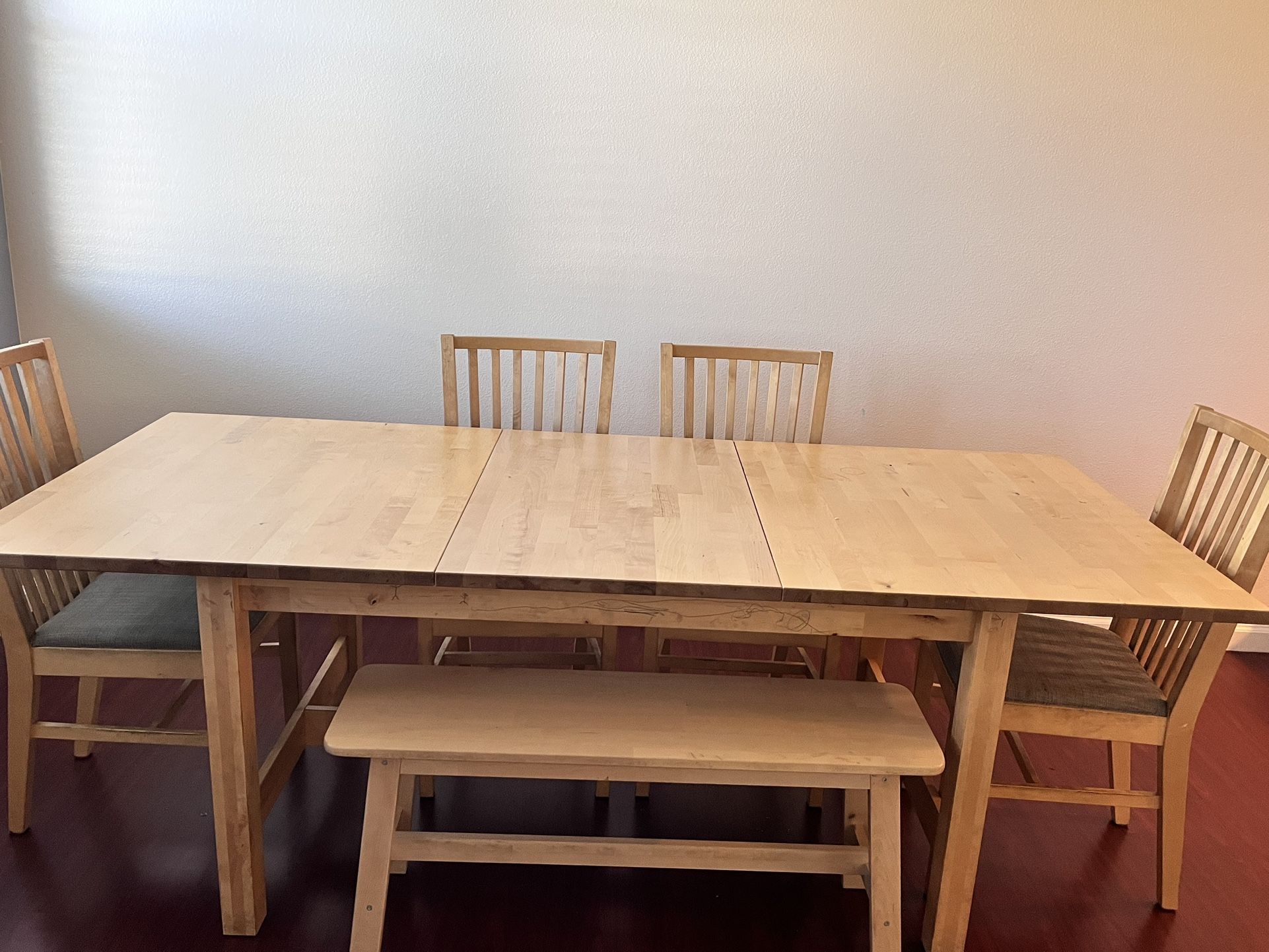 Extendable Dining Table With 4 Chairs And Bench