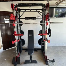 Smith Machine 200 | Adjustable Bench | 245lb Cast Iron Olympic Weights | 7ft Olympic Bar | Fitness | Gym Equipment | FREE DELIVERY/INSTALLATION 🚚 🛠️