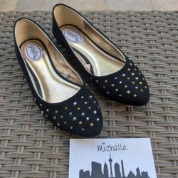 Stevie's Black Rhinestone Flats - Size 5