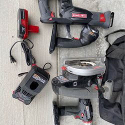 Craftsman 4 tool combo set (drill, light, saws all, circular saw). Only 1 battery